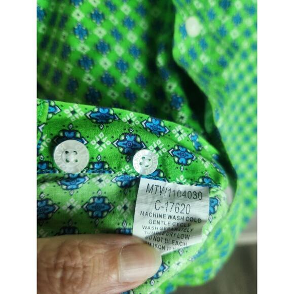 Cinch Mens Button Down Sz M Geometric Design Cotton Cowboy Western Ranch Rodeo - Picture 6 of 9